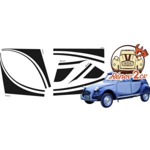 Kit autocollant 2cv charleston gris cormoran noir