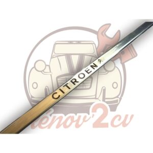 Enjoliveur charniere de malle arriere 2cv avec marquage Citroën matière Aluminium brillant