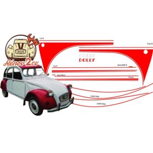 Kit autocollant 2cv dolly rouge vallelunga