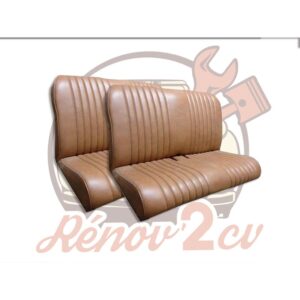 Jeu de garnitures pour 2 banquettes AV et AR 2cv skai marron avec rabat