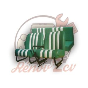 Garniture sieges Mehari et banquette skai vert raye blanc