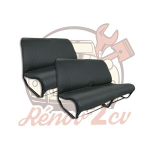Jeu de garnitures pour 2 banquettes AV et AR 2cv skai noir SANS RABAT