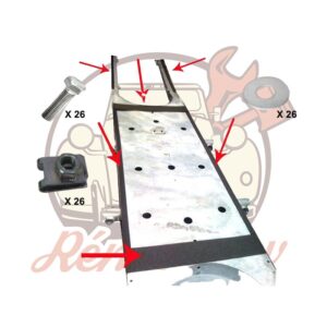 Kit mousse fixation caisse chassis 2cv + visserie à partir de 1970