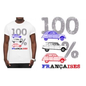 T-shirt BLANC " 100% françaises "