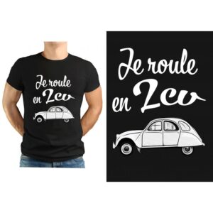 T-shirt NOIR " Je roule en 2cv "
