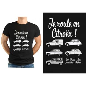 T-shirt NOIR  " Je roule en Citroën "