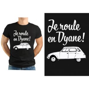 T-shirt NOIR  " Je roule en Dyane