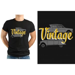 T-shirt NOIR  " Vintage jaune "