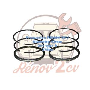Jeu de segments 2cv A moteur 375cc 2/2/4 62 mm