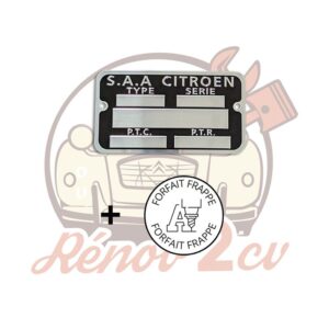 Plaque chassis+Frappe 2cv de 1970 à 1982 Qualité Supérieure